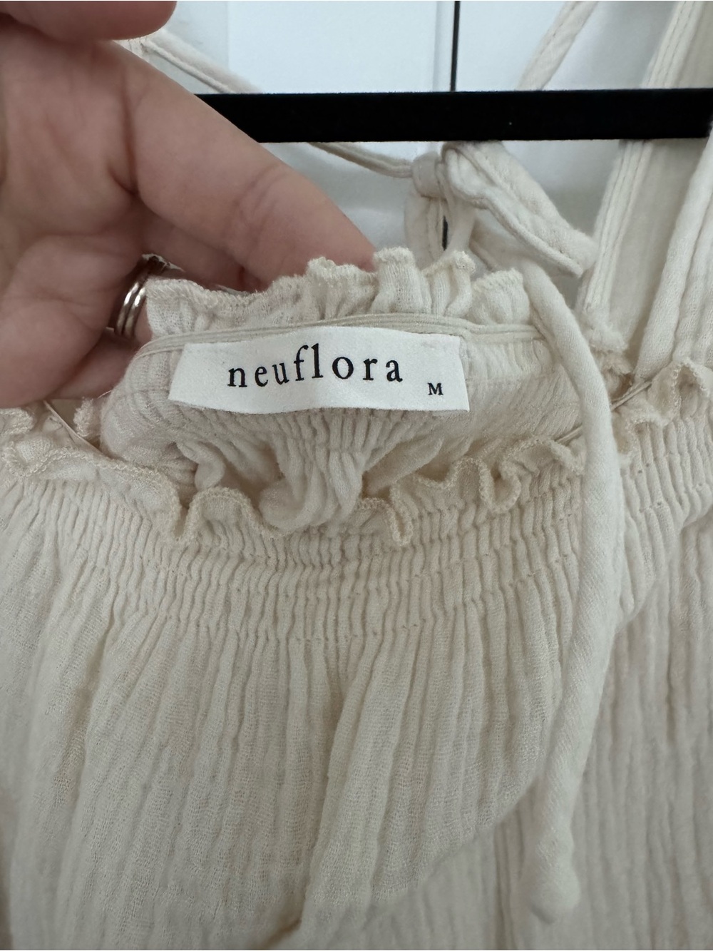 Boho Cream Gauze Peasant Blouse - Lightweight Women's Top - Picture 2 of 3